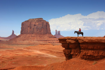 Monument Valley with Horseback rider ( john ford's point ) / Utah - USA