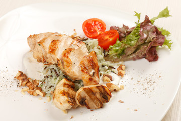 chicken fillet with vegetables and rice