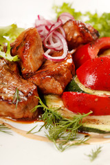 meat with grilled vegetables