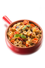 farffalle with eggplants and pachino tomatoes