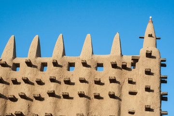 Detail of the Great Mosque of Djenne, Mali, Africa.
