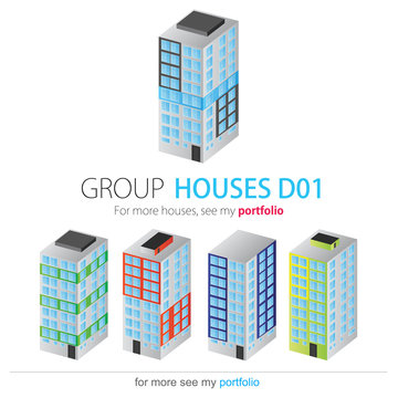 Houses Group, Set, Vector