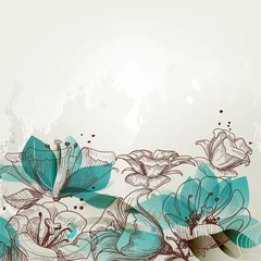 Wall murals Abstract flowers Retro floral background