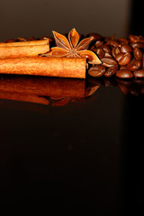 bakground of coffee and star anise, cinnamon