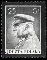 Pilsudski on polish postal stamp