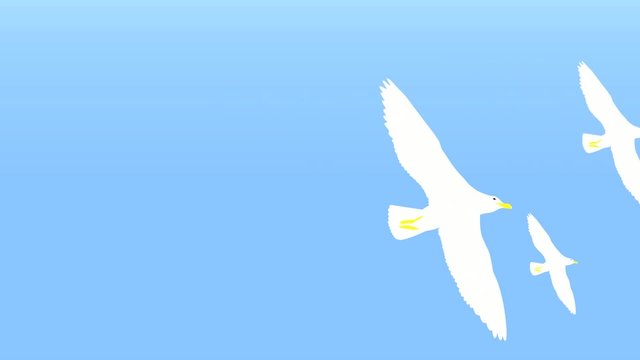Drei M&ouml;wen fliegen &uuml;ber das Meer