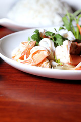 Thai cuisine, shrimp, squid salad mixed.