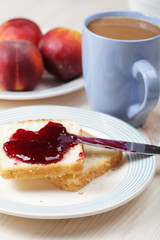 Breakfast with toasts and jam