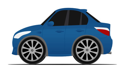 Fototapeta na wymiar mini blue sport car, fast moving
