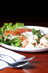 Thai cuisine, shrimp, squid salad mixed.
