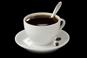 cup of coffee isolated on black