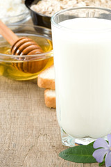 milk products and cheese on wood