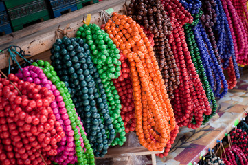 Colorful beads from wood