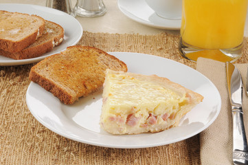 Quiche Lorraine with toast and juice
