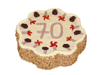 Torte zum 70. Geburtstag, freigestellt