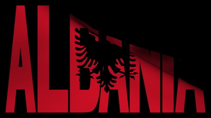 Albania text with fluttering flag animation