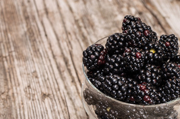 Fresh heap of Blackberries in a bowl