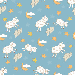 Fototapeta premium night seamless with sheep