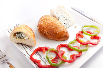 bread stuffed with blue cheese