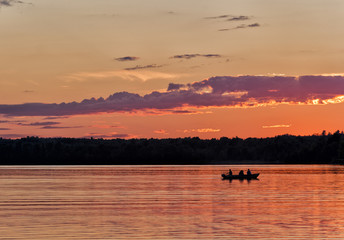 Sunset fishing on Clayton Lake, Ontario, Canada.