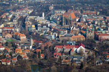 Obraz premium aerial view of Nysa city center