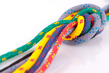 colorful rope knot isolated on white