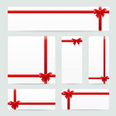 Paper banners with gift red bows and ribbons