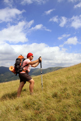 Hiking in the mountains.