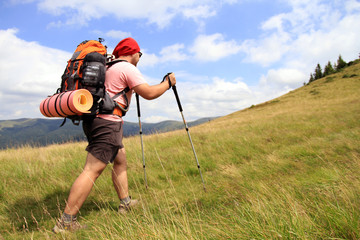 Hiking in the mountains.