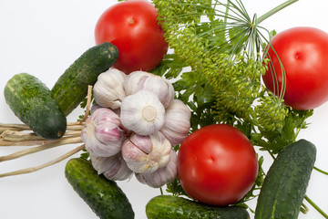 fresh vegetables on the white background