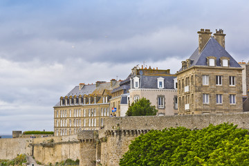 Townhouse and defensive walls in Saint-Malo, France