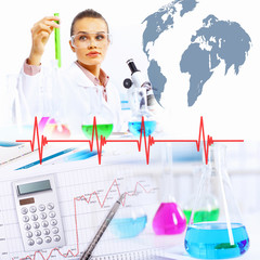 Collage with scientist in laboratory