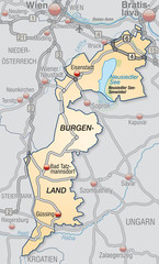 Karte des Kantons Burgenland mit Verkehrsnetz