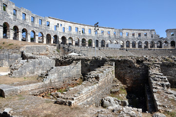 Roman amphitheater, colosseum in Pula, Croatia
