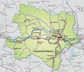 Fototapeta premium Verkehskarte des Kantons Niederösterreich mit Nachbarländern