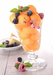 melon ball and berries