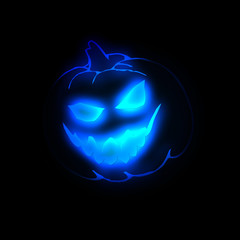 Halloween pumpkin blue neon