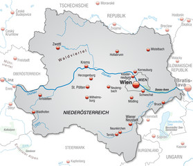 Karte des Kantons Niederösterreich mit Nachbarländern