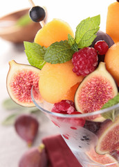 fresh fruits salad and mint