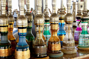 colorful and decorated waterpipes