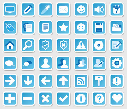 Web Icon Internet Set - blau - schatten