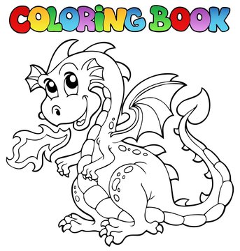 Coloring book dragon theme image 2