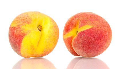 ripe peaches isolated on white.