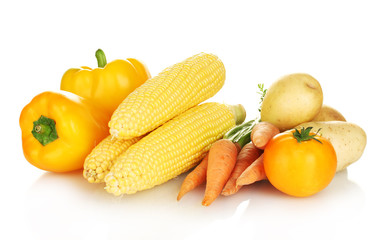 Fototapeta na wymiar Yellow vegetables isolated on white