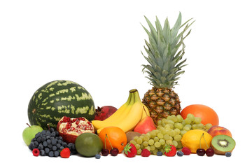 Assortment of fruits and berries (isolated)