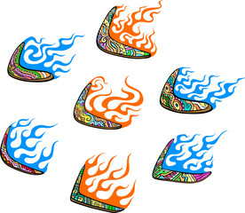 Native Australian Boomerangs with Flames