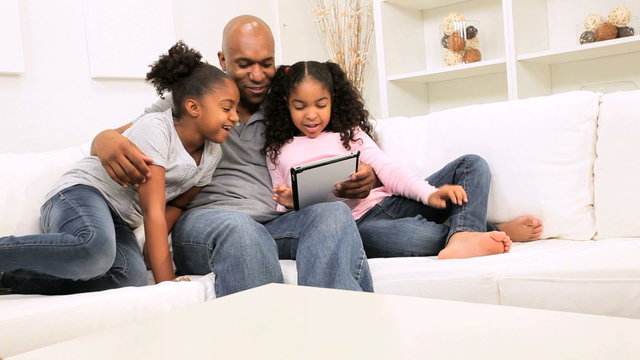 African American Single Parent Family Wireless Technology