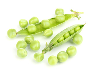 Green peas isolated on white