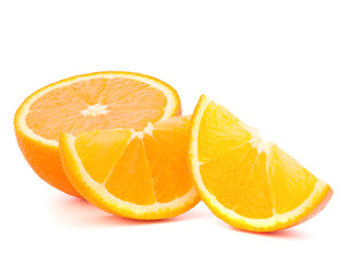 Orange fruit half and two segments or cantles