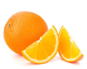 Whole orange fruit and his segments or cantles